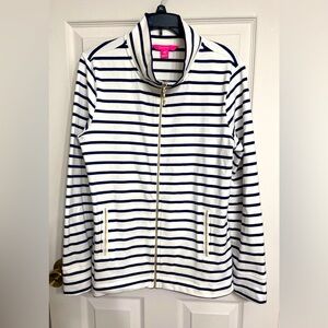 Lilly Pulitzer • White & Navy Nautical Striped Bennett Zip Front Jacket Size M